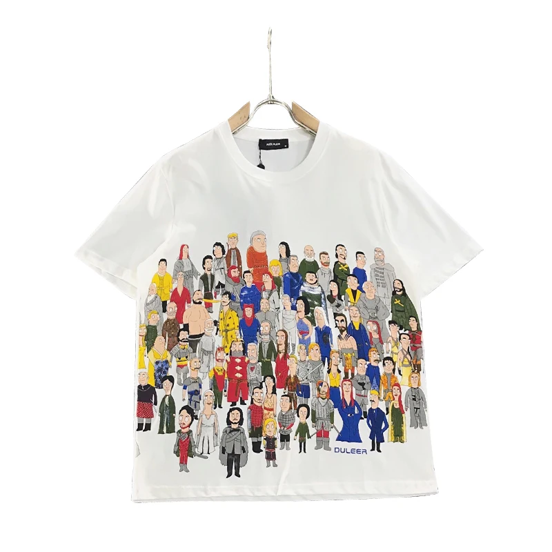 

AlexPlein Cartoon Printing Oversize 100% Cotton Tshirt Funny Short Sleeve Men's Clothing Fashion 2021 Summer Round Neck Casual