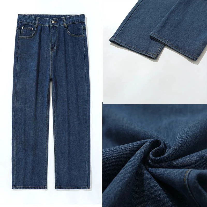 Black Grey/Blue Baggy Jeans Men Fashion Solid Color Casual Straight Jeans Men Streetwear Loose Hip Hop Denim Pants Mens Trousers