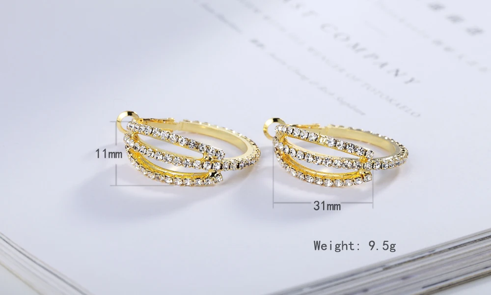 

New high quality jewelry, S925 sterling Silver color earrings, classic three rows of ladies earrings N029