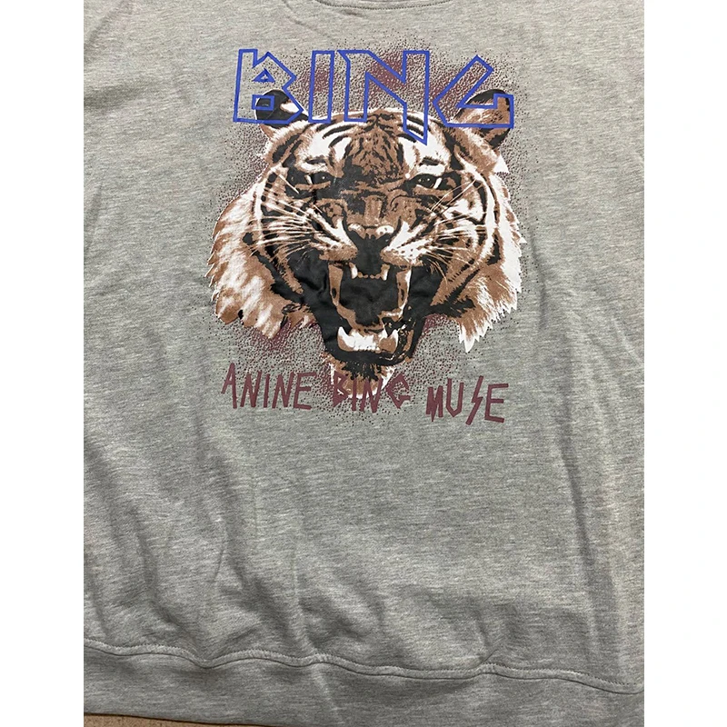

Harajuku Graphic Hoodies Womens Autumn Winter Tigers Printed Black Crewneck Sweatshirt Oversized Streetwear Thin Comfy Pullovers