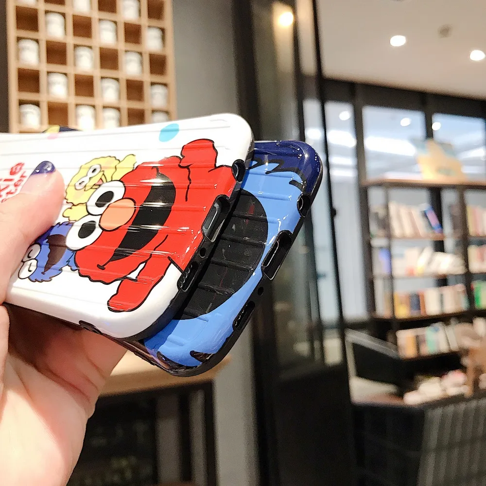 Cartoon Sesame Street Shockproof Case For Samsung Galaxy S10 Plus S8 S9 Fashion Luggage Design Cover Note 10 9 |
