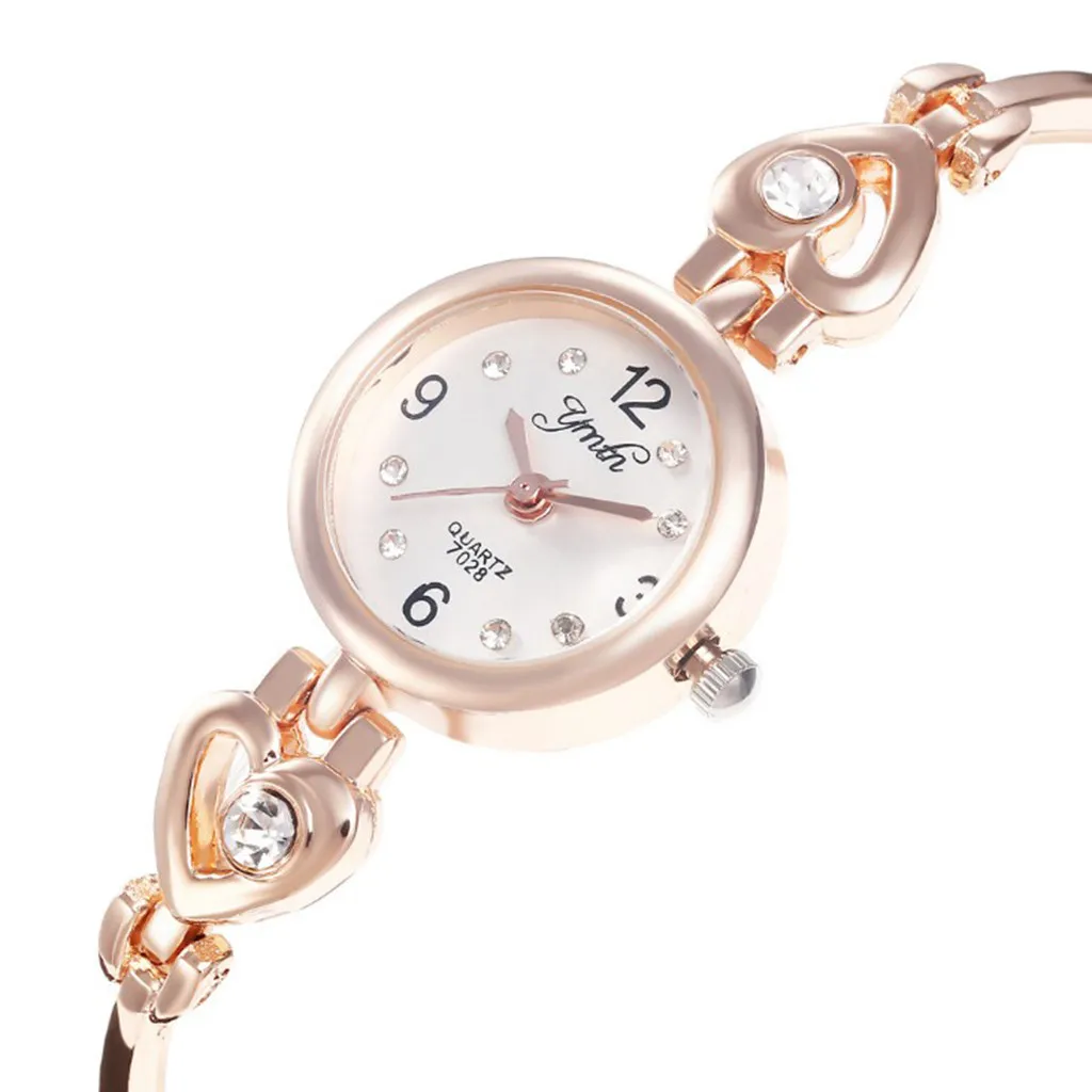 Повседневные женские часы браслет розовое золото серебро кристалл сердце