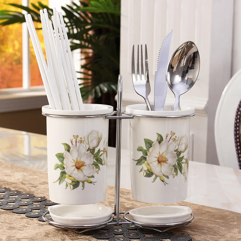 

Ceramic double chopsticks tube kitchen household drain chopsticks tube chopsticks frame chopsticks box chopsticks cage