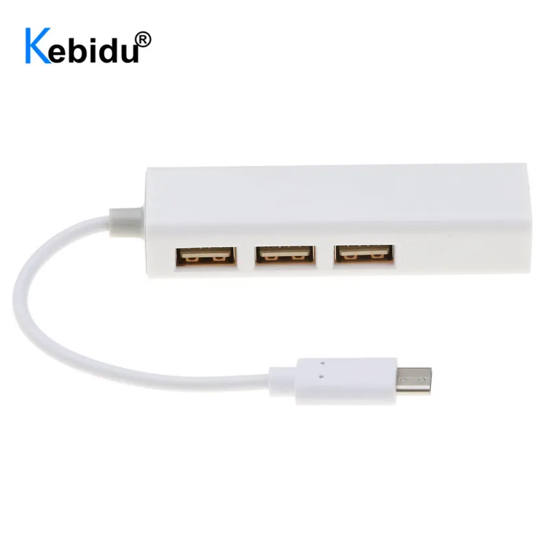 Кабель адаптер Kebidu для Macbook ThinkPad Samsung 3 порта USB 1 типа C rj45 Ethernet сеть LAN|USB-хабы| |
