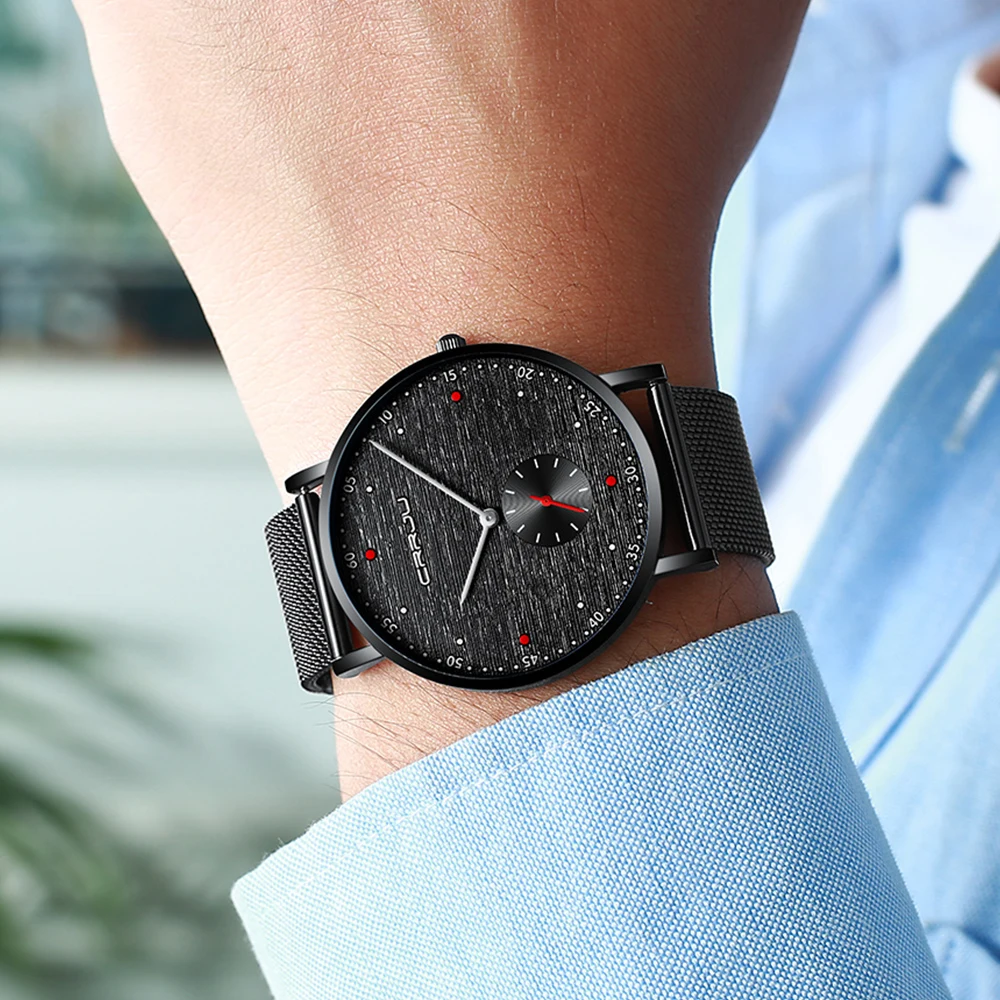CRRJU Watch Men Fashion Business Watches Men's Casual Waterproof Quartz Wristwatch Blue Steel Clock Relogio Masculino