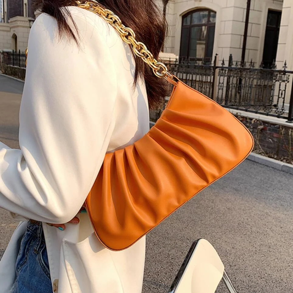 

Роскошная брендовая плиссированная сумка для подмышек, модная новинка 2021, Высококачественная дизайнерская женская сумка из искусственной ...