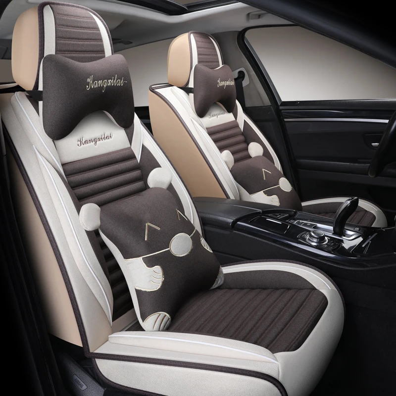 Полное покрытие льняное волокно чехлы для автомобильных сидений Mazda2 demio cx5 cx9 cx4