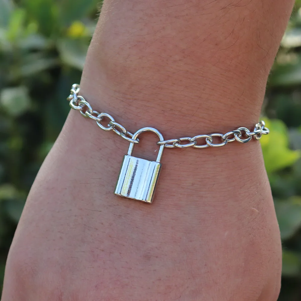 Хип-хоп висячий замок подвеска браслет для женщин мужчин ювелирные изделия цепи