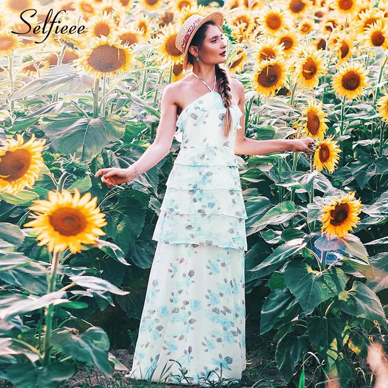 Женское платье с цветочным принтом повседневное пляжное ТРАПЕЦИЕВИДНОЕ Платье