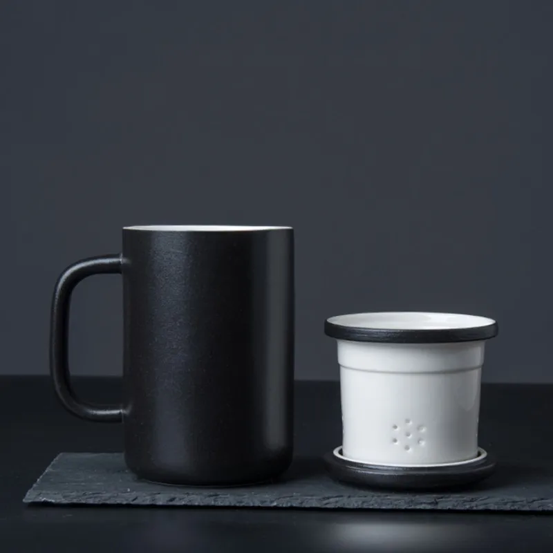 Простая керамическая чайная чашка в японском стиле с фильтром крышки креативная