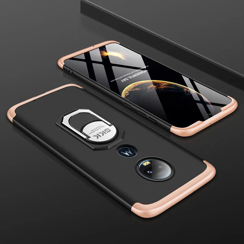 Чехол для Motorola Moto G7 Plus, роскошный полный защитный чехол с магнитным кольцом, противоударный чехол для MOTO G7 G6 G5s Plus, чехол - Color: Gold Black