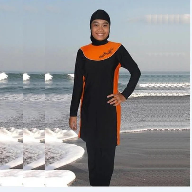 3XL размера плюс Мусульманский купальник женский скромный цветочный принт Полное