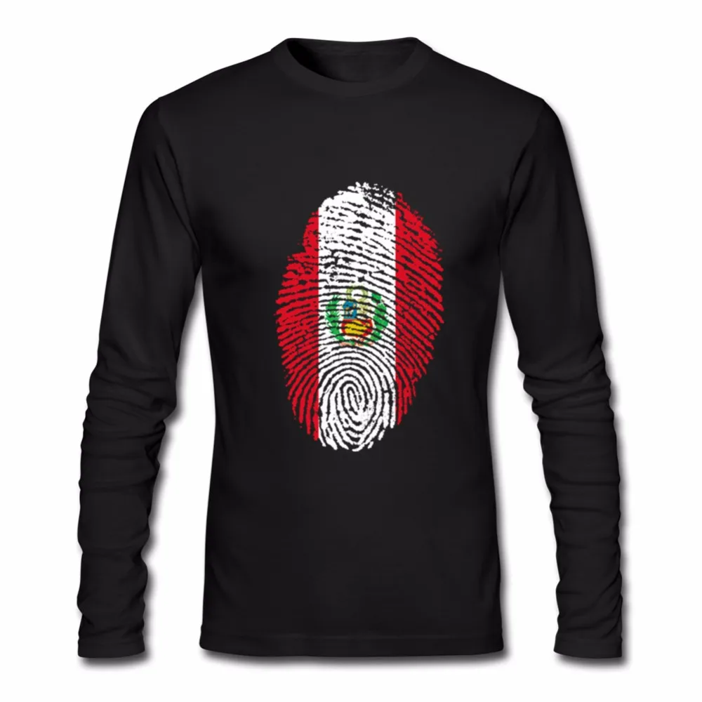 Мужская футболка с изображением флага Перу отпечатка пальца на заказ длинным