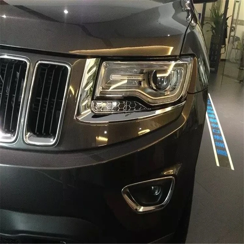 

WELKINRY car cover for JEEP Grand Cherokee WK2 2014 2015 2016 2017 ABS chrome front head lamp light headlamp eyelid eyebrow trim