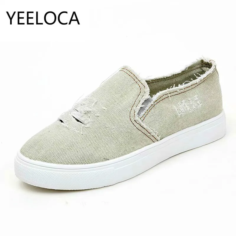 

Couple shoes Women's Vulcanize Shoes Slip-On Canvas Denim Casual Shoes Flats Women Sneakers Plus Size 35-43