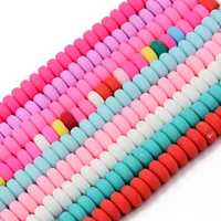 10 strand mixed color flat round handmade polymer clay beads strandsfor diy bracelet jewelry making about 113116pcsstrand
