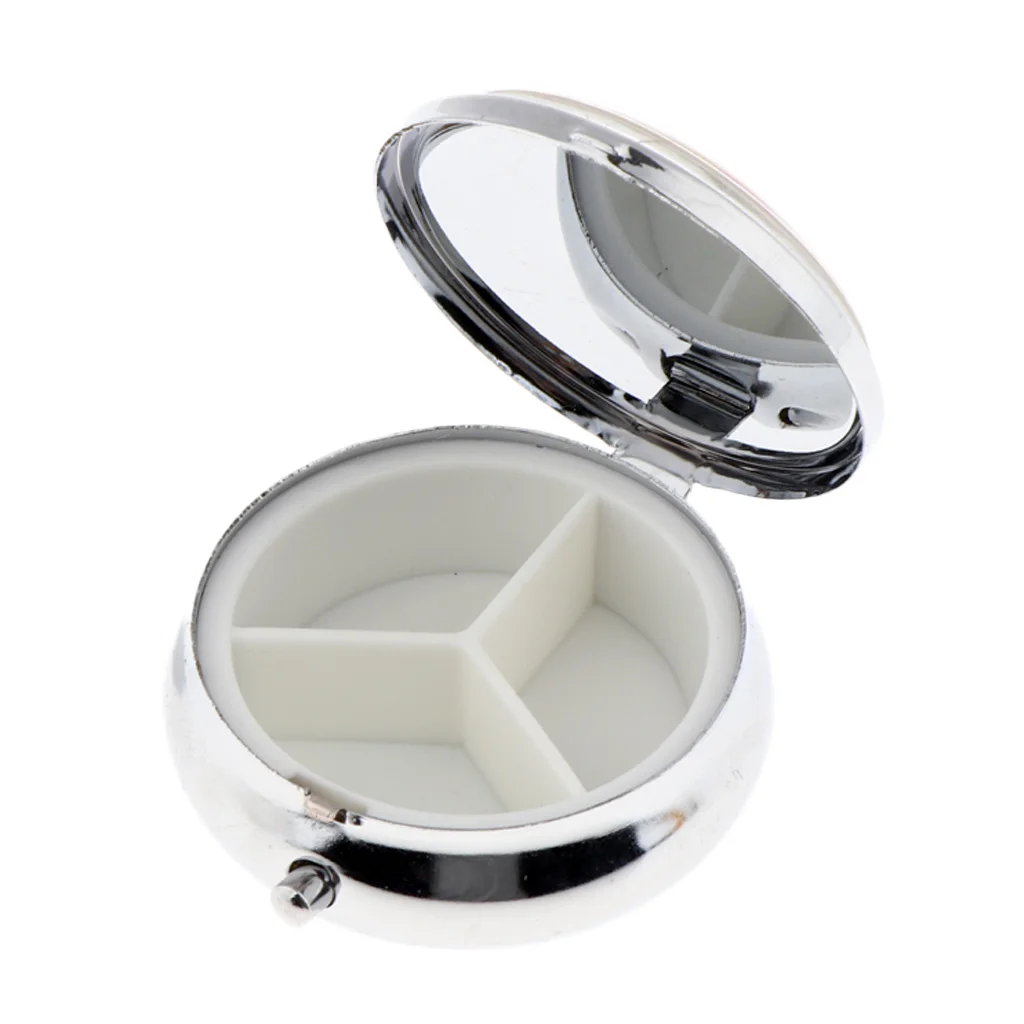 Круглый цветочный чехол для хранения таблеток портативная коробка макияжа Тени