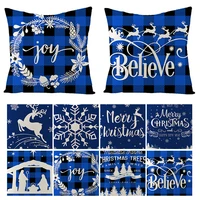 christmas style pillowcases blue printing cushion cover comfortable breathable pillowcases dust proof washable household items