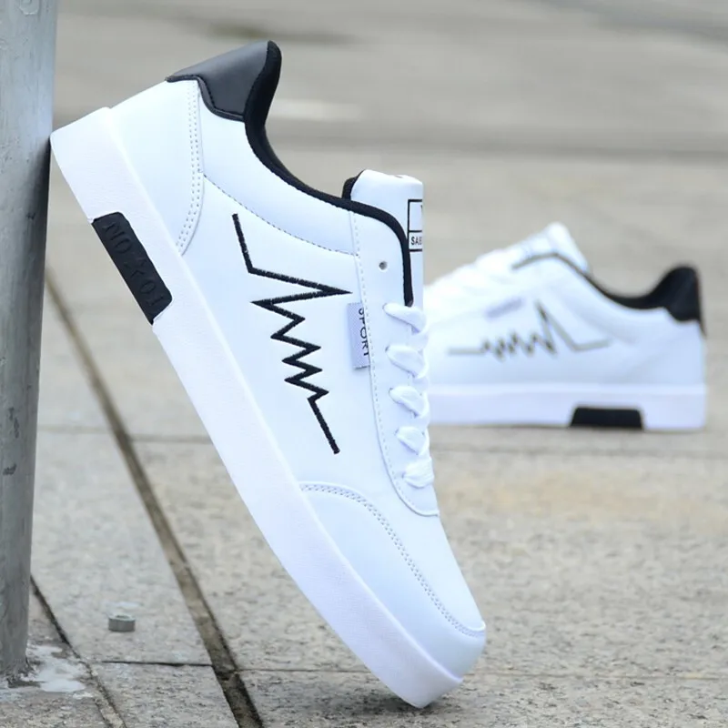 

New Arrival 2020 White Sneakers Men Fashion Sneakers Men Non-slip Men Vulcanize Shoes Leather Male Sneakers Light Men Shoes