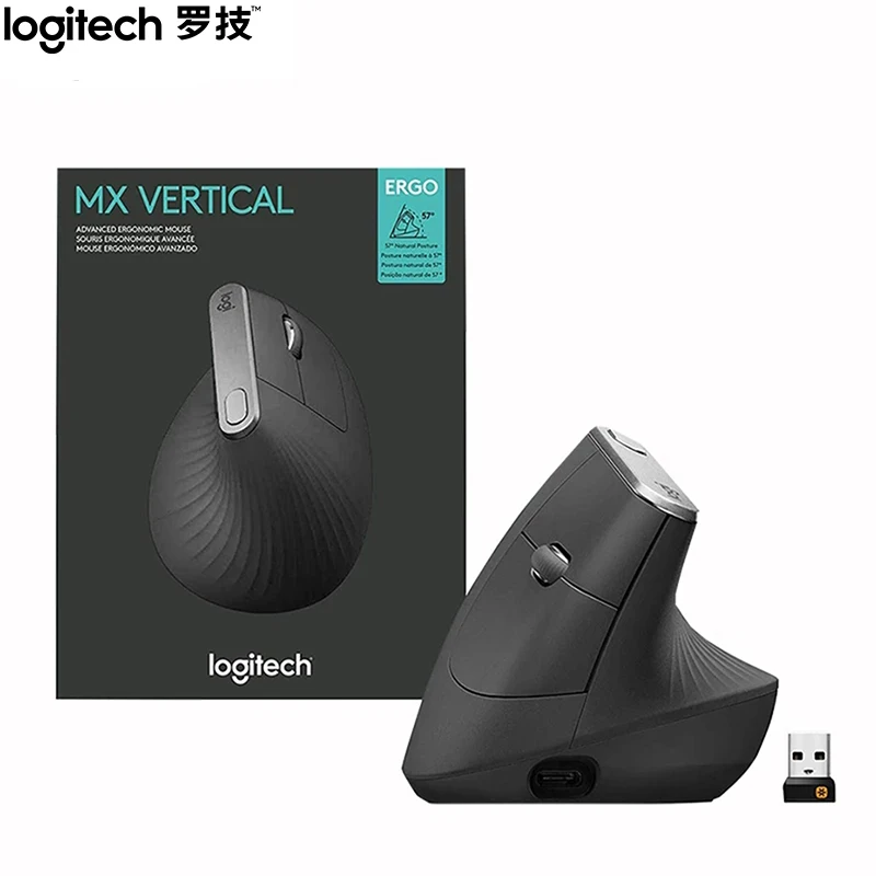 

Logitech MX Vertical Advanced Ergonomic Mouse Ergonomic Wireless Bluetooth-compatible mouse Multi-function With 2.4GHz USB Nano