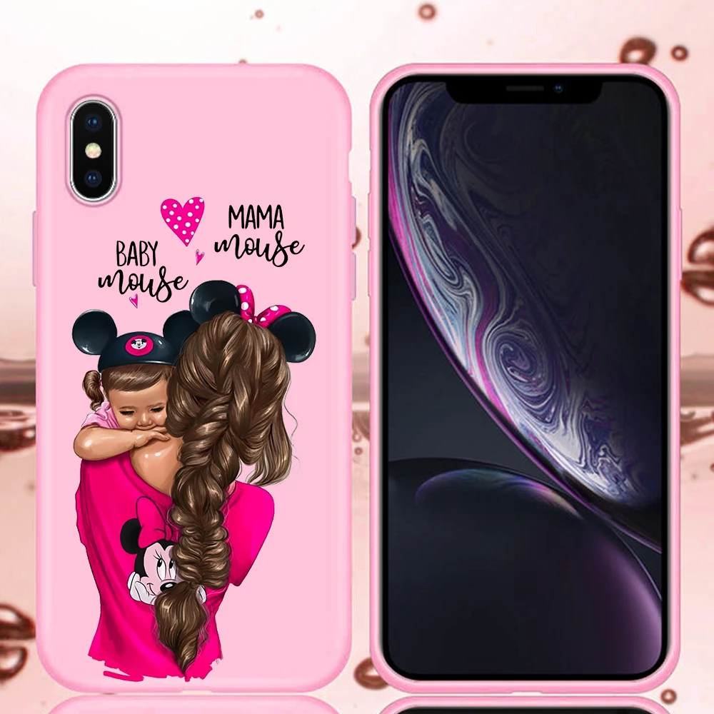 Для fundas iPhone 11 Pro 6 6S 7 8 plus X XS Max XR я люблю маму бледно розовый цвет мобильный телефон