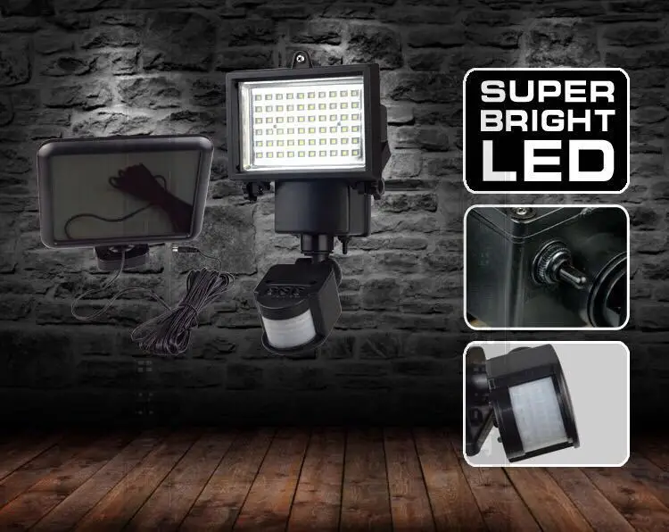 60 светодиодов Открытый Солнечный датчик движения безопасности прожектор лампа