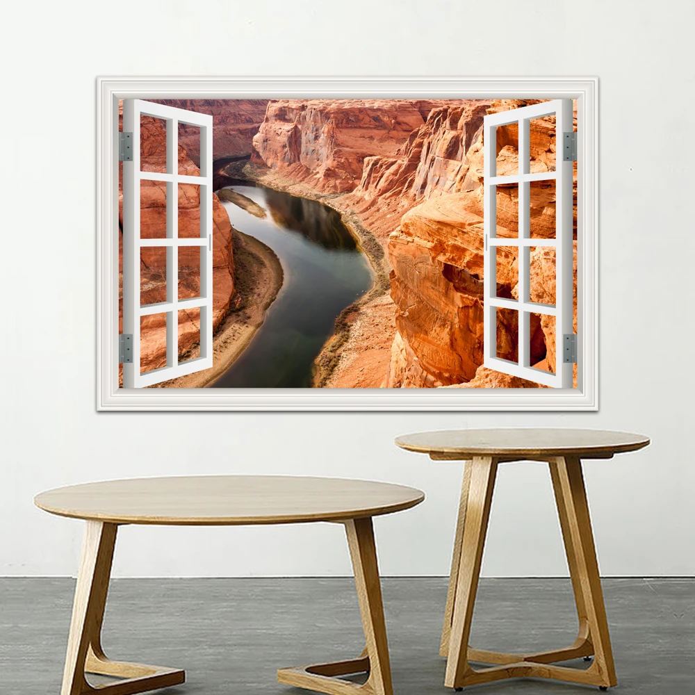 Gobi desert Large Wall Art 3D Window View Sticker Decal Vinyl Mural Wallpaper Removable PVC Room Living Decor | Дом и сад