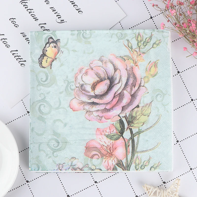 

20PCS Napkins paper Decoupage Tissue Flowers Wedding Birthday DIY Decoration