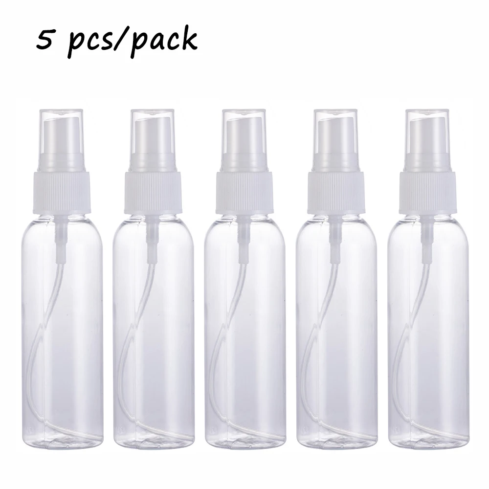 

5pcs 60ml Portable small Transparent Plastic Clear Plastic Empty Spray Bottles PET Refill Mist Pump Travel Refillable Bottles