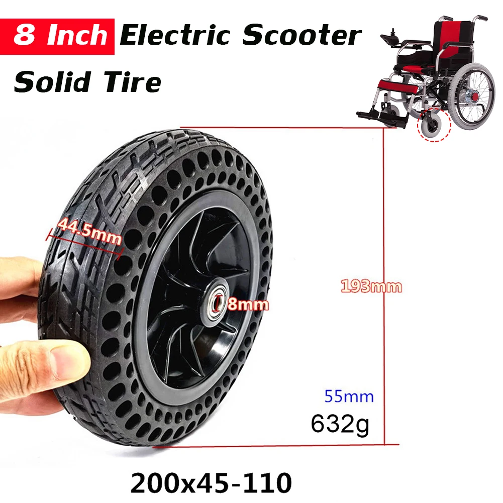 

8 Inch Tire for Electric Scooter 200x45-110(8x1-1/4) Pneumatic Wheel Solid Tire with Wheel Hub Shock Absorption Scooter Accessor