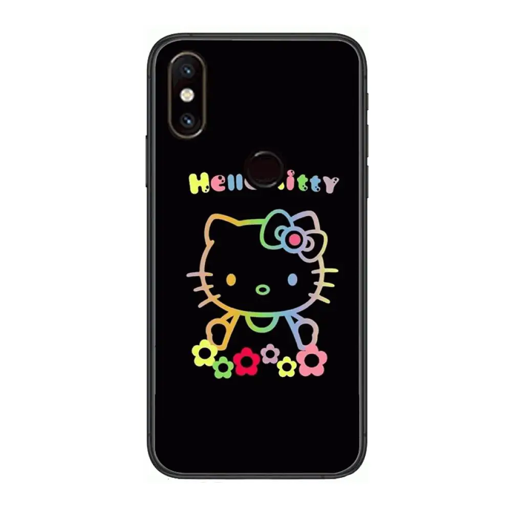 

Cute cartoon cat hello ketty Pet cat Phone Case For xiaomi M2 C3 X3 F2 Lite NFC 6 5 x Poco k30 Pro Anime Black Cover Silicone B