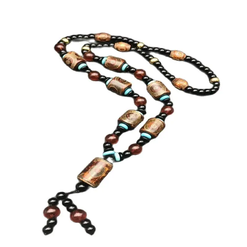 Ожерелье с подвеской из тибетского натурального агата девятью глазами и тремя