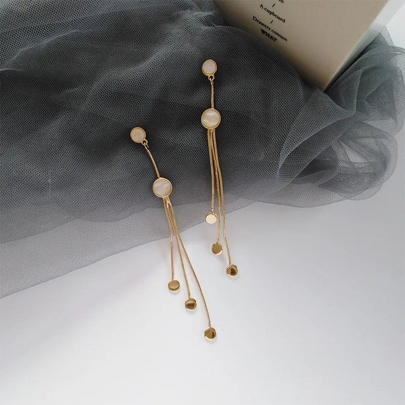 

Simple Long Chain Tassel Earrings Clip Punk Rock Earring for Women