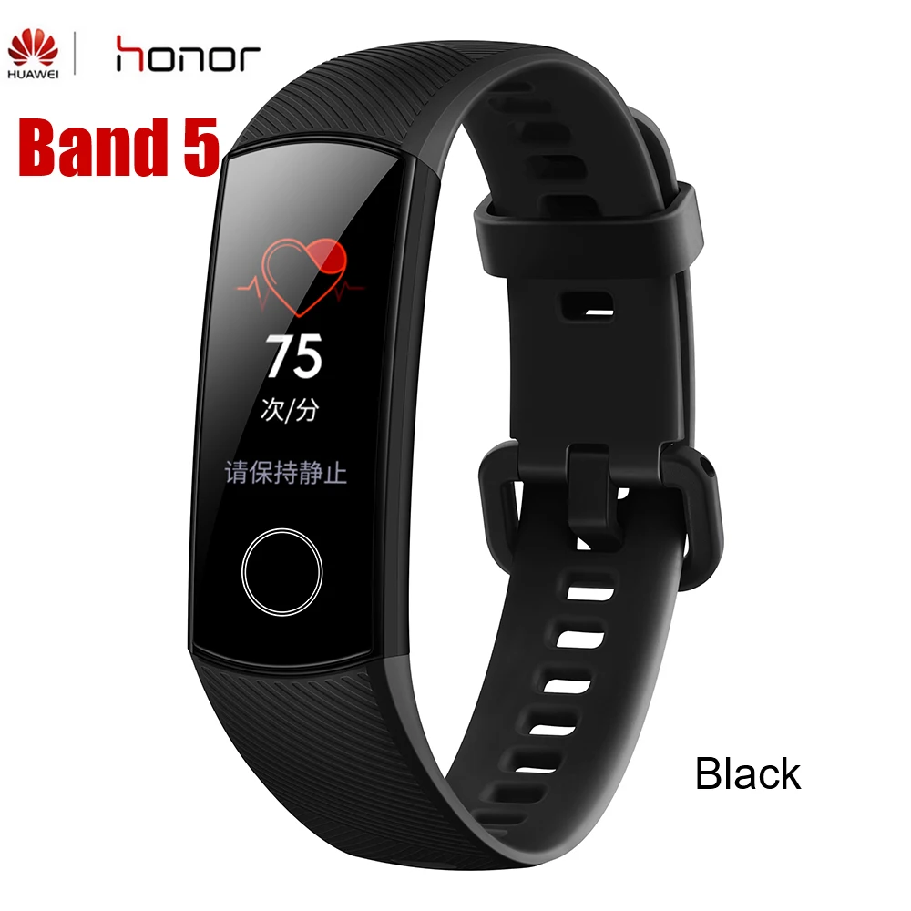 band 5 black Смарт-браслет huawei Honor Band 5 Amoled цветной 0,9" сенсорный экран для плавания осанка обнаружения пульса трекер сна оснастка - Цвет: band 5 black