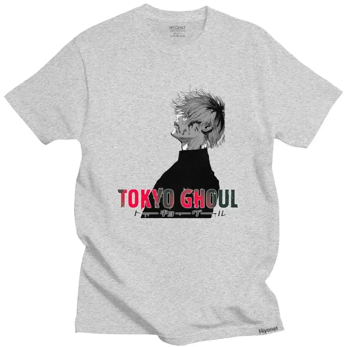 

Мужские модные футболки Токийский Гуль с коротким рукавом из чистого хлопка Харадзюку футболка с круглым вырезом футболки с принтом аниме ...