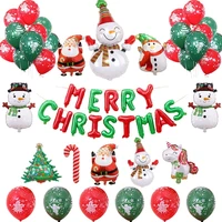 37pcs merry christmas balloons set whit cane snowman santa claus christmas tree foil balloon christmas decorations 2021 supplies