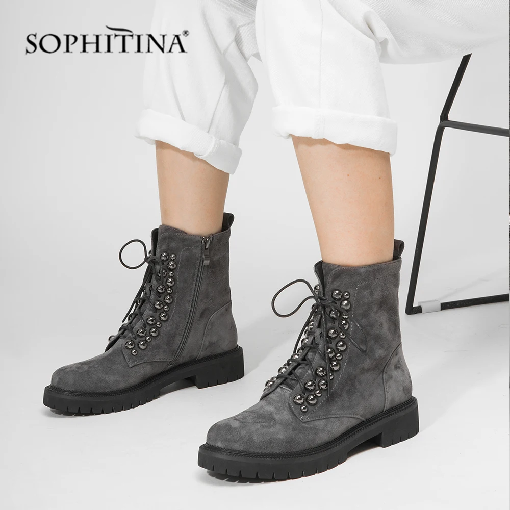 SOPHITINA/ботильоны Высокое качество Цвет черный Натуральная кожа Сохраняющая тепло