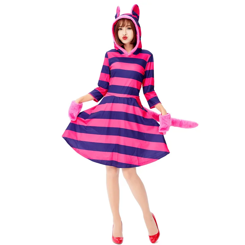 

Women Purple Cheshire Cat Costume For Halloween Outfit Clothes Alice in Wonderland Cosplay Masquerade Fancy Dress