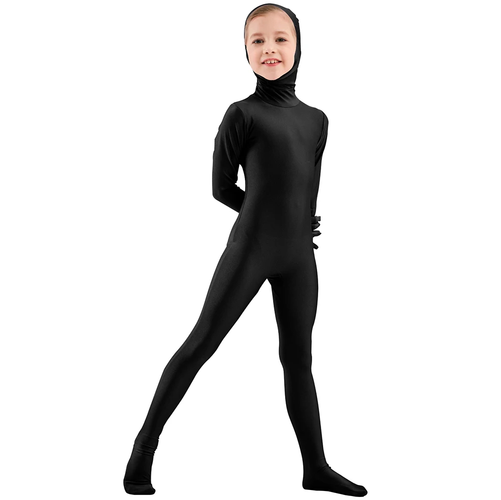 SPEERISE черные костюмы Зентаи с открытым лицом для мальчиков цельные колготки