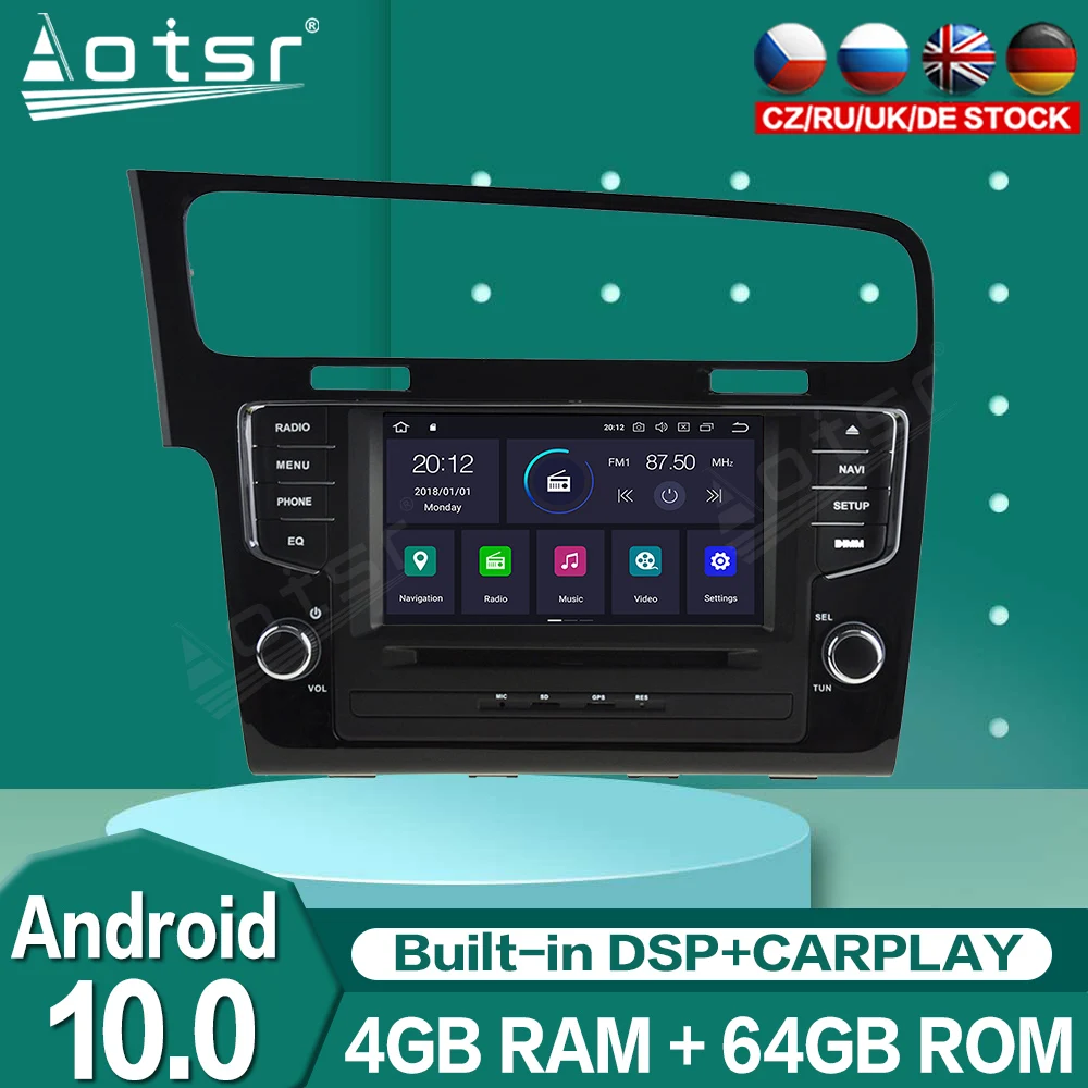 

For Volkswagen Golf 7 2013-2018 Carplay Android 10.0 Audio Radio Car Multimedia Auto Stereo Player GPS Navigation Tape Recorder