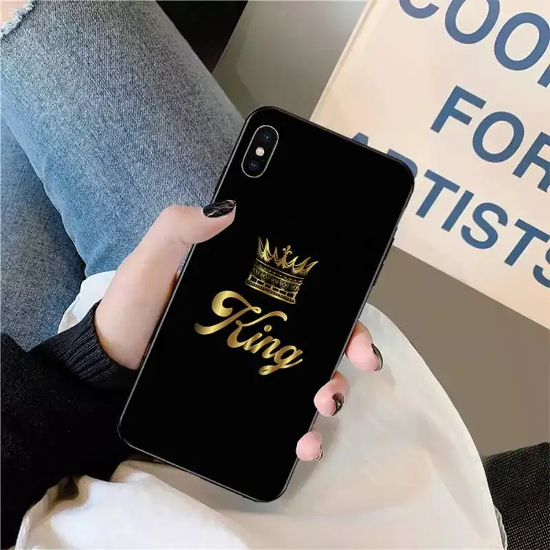

King Queen gold Crown Phone Case for iPhone 11 12 pro XS MAX 8 7 6 6S Plus X 5S SE 2020 XR mini