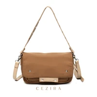cezira fashion nylon crossbody bag for women multifunction pu leather flap shoulder handbags female underarm purse messenger bag