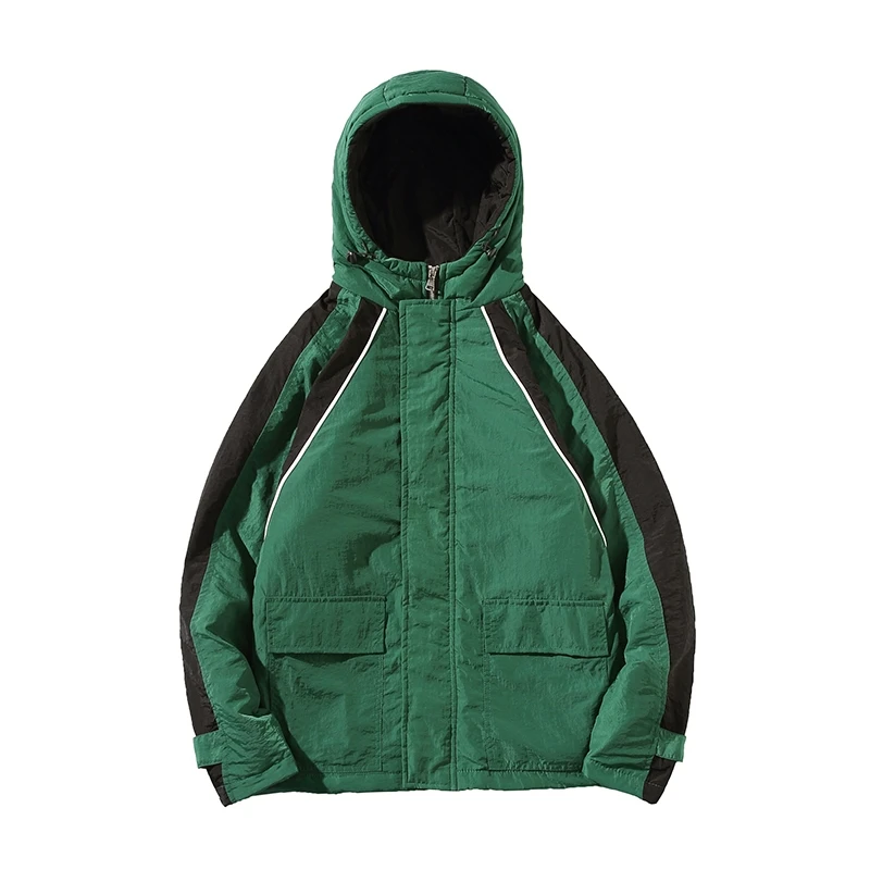 

Winter Korean 2020 Edition new male Even Hat Cotton-padded Clothes casual Loose thickened patchwork Contrast color Work Coat