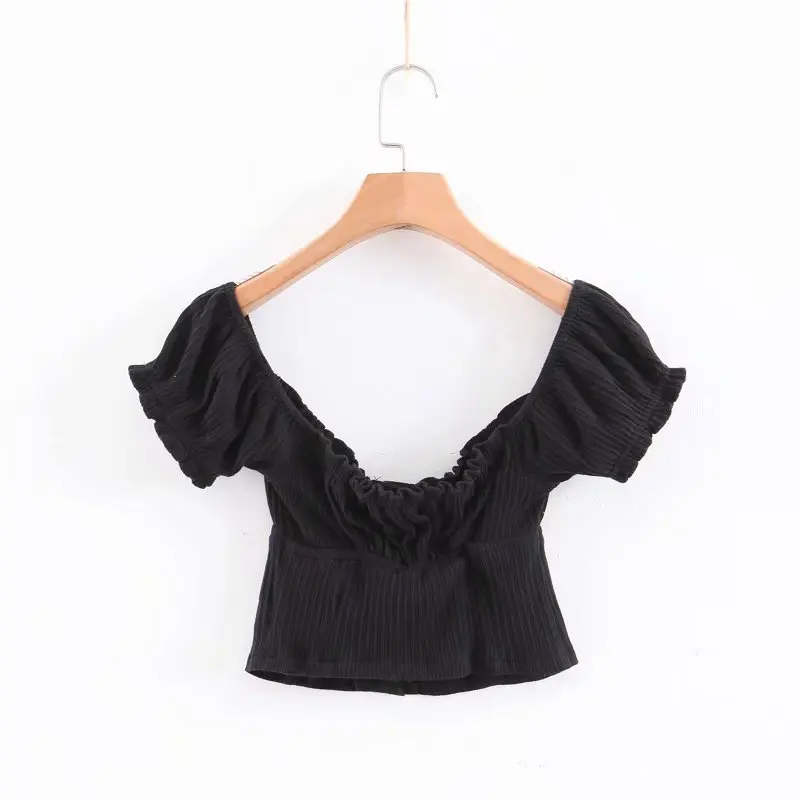 Luck A женские летние топы блузки черные белые укороченные Сексуальная Блузка с