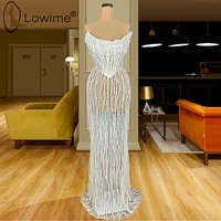 ivory see through strapless evening dresses sexy straight evening gowns formal female dress