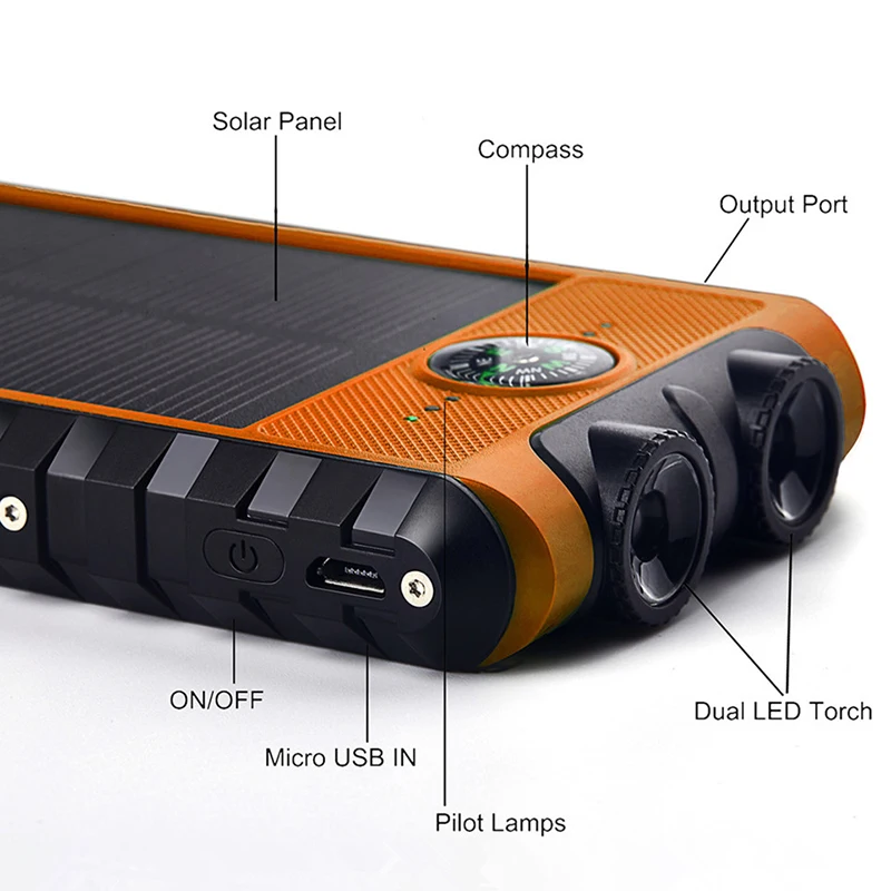 Туристический полимерный портативный источник питания на солнечной батарее
