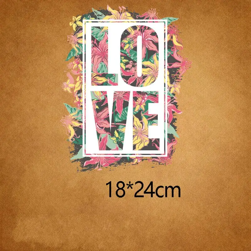 

18x24cm Letter LOVE Iron on Patches For DIY Heat Transfer Clothes T-shirt Thermal transfer stickers Decoration Printing