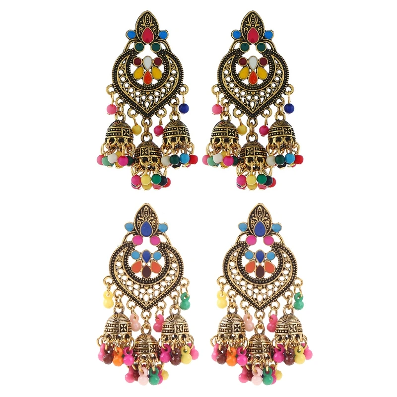 Ретро индийские болливудские кундан Jhumka Jhumki Висячие серьги цыганские модные