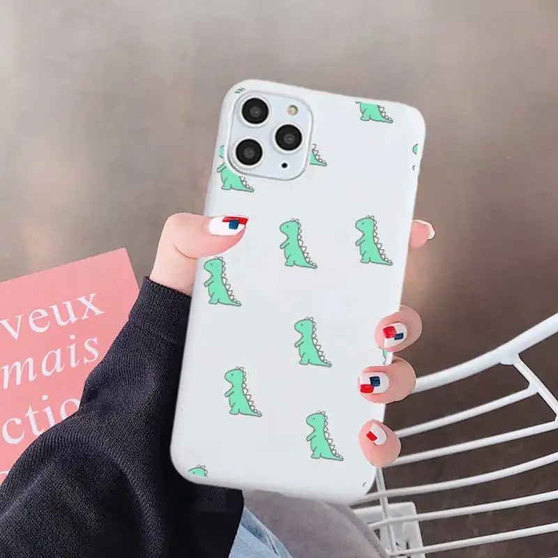 

Lovely animal Little dinosaur Phone Case Candy Color for iPhone 6 7 8 11 12 s mini pro X XS XR MAX Plus