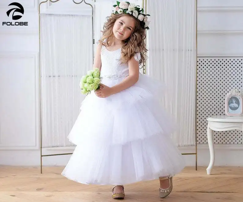 Белый Платья для младенцев с фатиновой юбкой подростков подружки невесты
